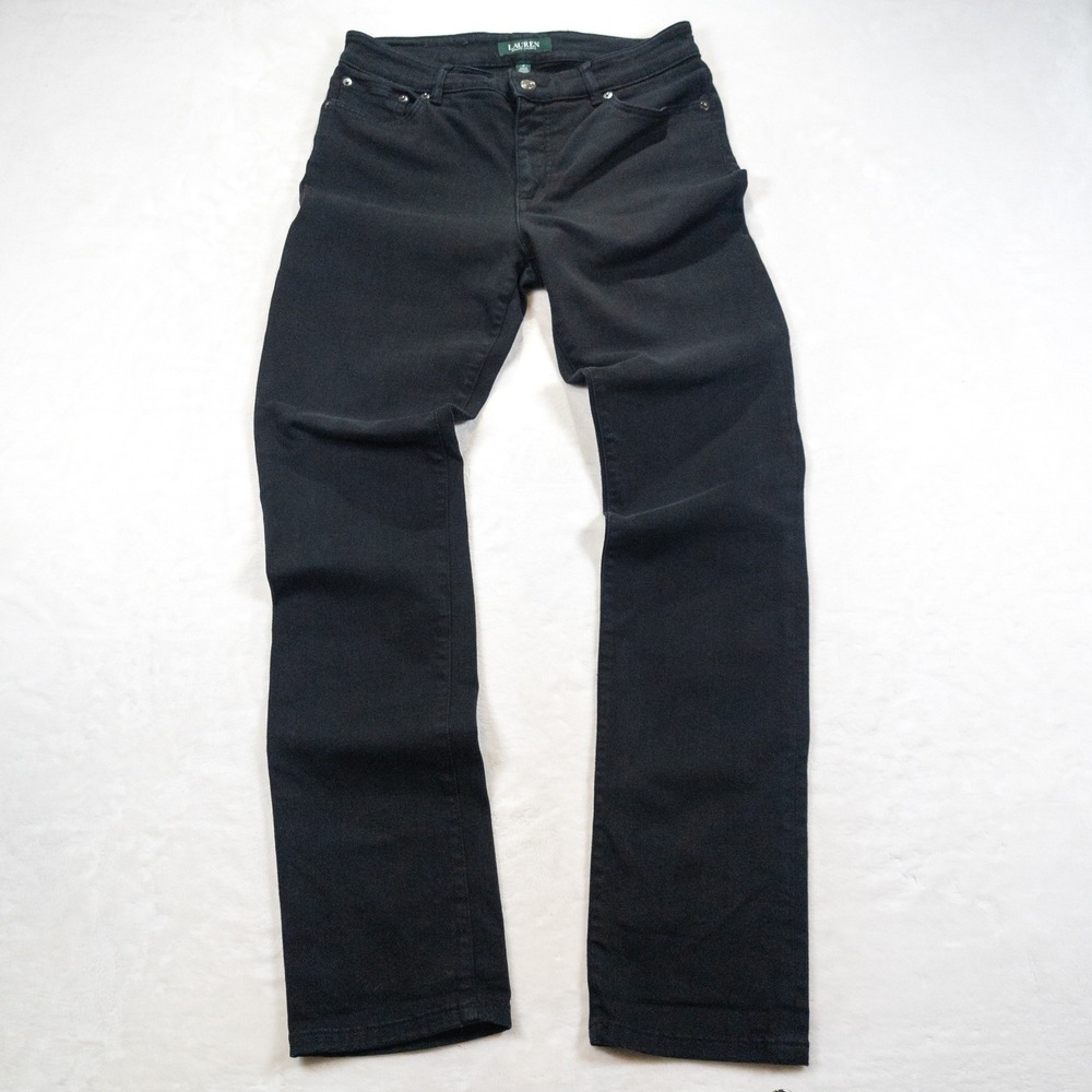 Lauren Ralph Lauren Straight LegJeans Women 8 Black Stretch Classic Minimalist